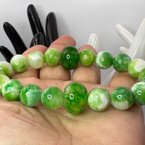 RARE PERSIAN JADE + AGATE NATURAL BRACELET size 7”,8” - Picture 9 of 13
